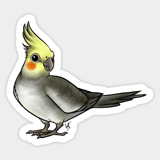 Bird - Cockatiel - Gray Sticker by Jen's Dogs Custom Gifts and Designs